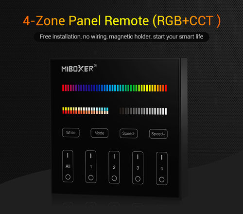 Miboxer Wandbedienung  4 Zonen 2,4G  RGB+CCT schwarz